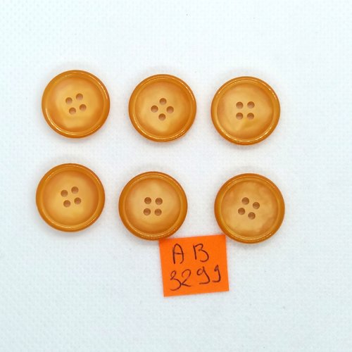 6 boutons en résine orange - 18mm - ab3299
