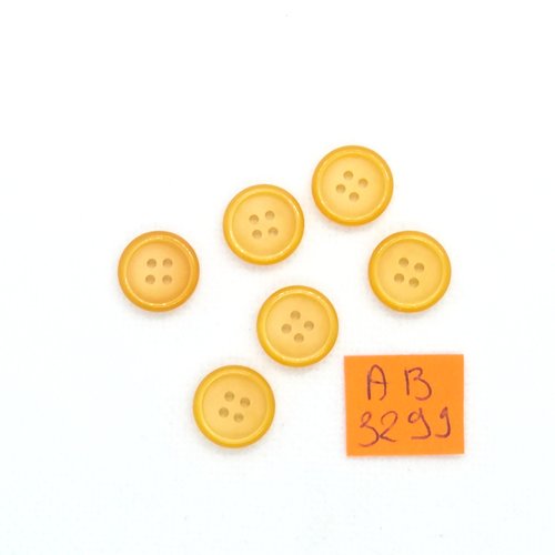 6 boutons en résine orange - 12mm - ab3299