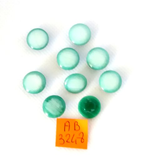 9 boutons en résine vert - 12mm - ab3248