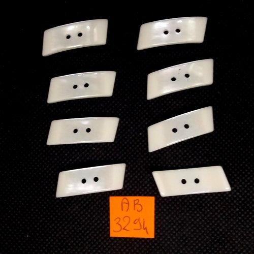 8 boutons en résine ivoire - 10x21mm - ab3294