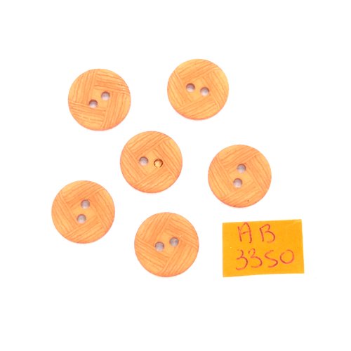 6 boutons en résine ambre - 15mm - ab3250