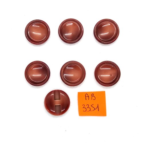 7 boutons en résine marron - 18mm - ab3251