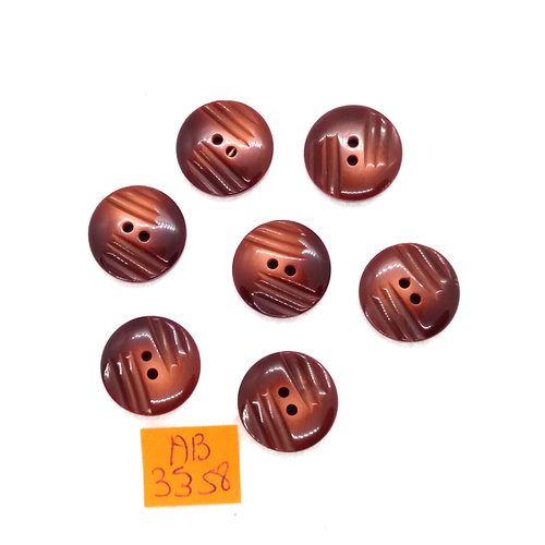 7 boutons en résine marron - 18mm - ab3258