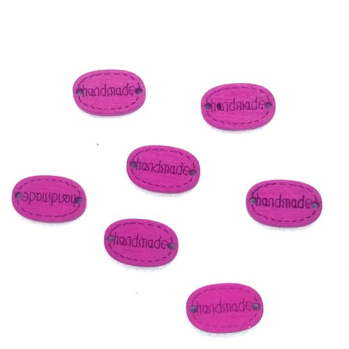 7 boutons en bois fantaisie violet - hand made  - 12x18mm - bri554