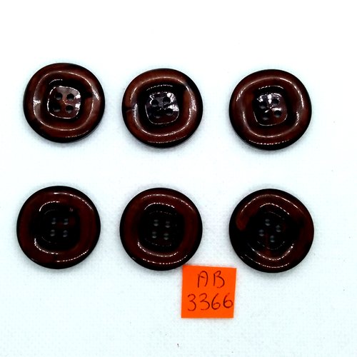 6 boutons en résine marron - 25mm - ab3266