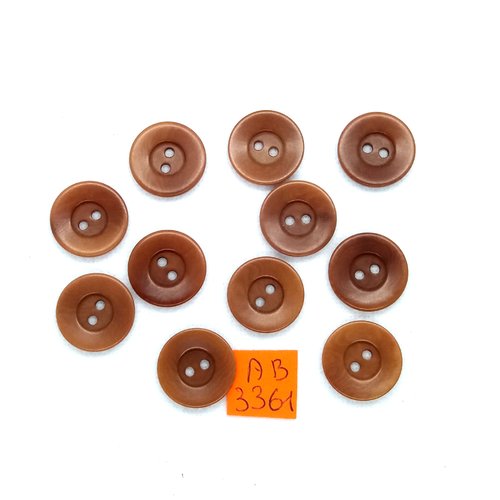 11 boutons en résine marron - 18mm - ab3261
