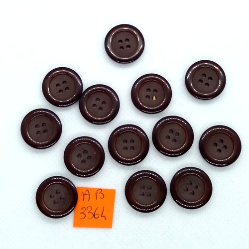 13 boutons en résine marron - 17mm - ab3364