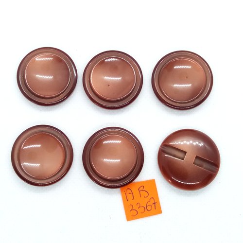 6 boutons en résine marron - 28mm - ab3267