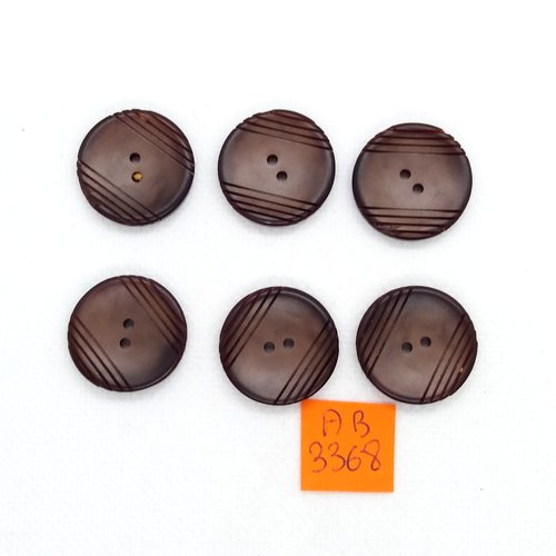 6 boutons en résine marron - 21mm - ab3268