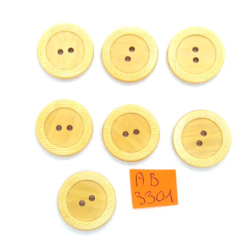 7 boutons en résine beige - 22mm - ab3301