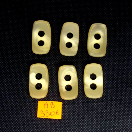6 boutons en résine beige - 15x27mm - ab3306