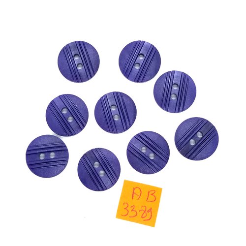 9 boutons en résine violet - 17mm - ab3389