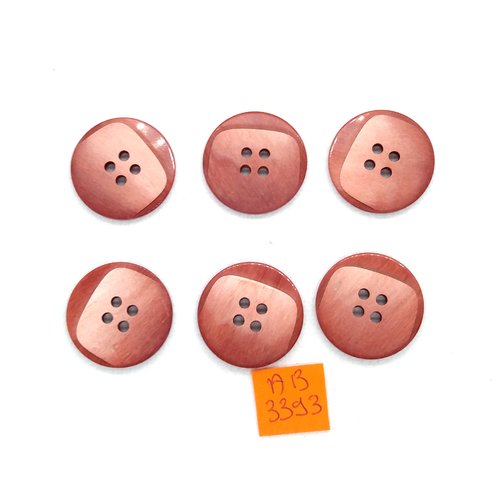 6 boutons en résine marron/vieux rose - 25mm - ab3393