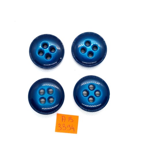4 boutons en résine bleu canard - 30mm - ab3394