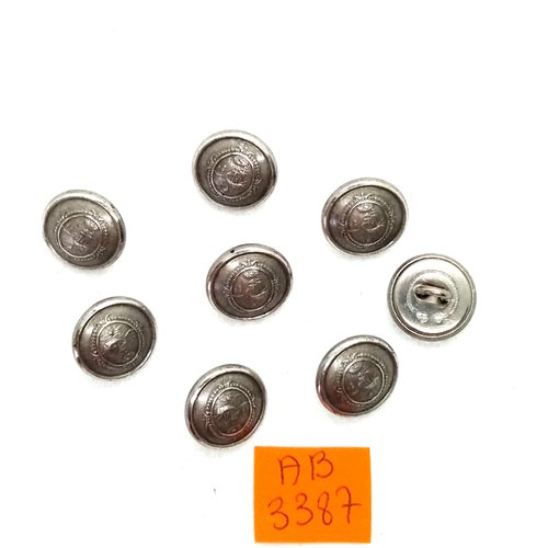 8 boutons en métal argenté - 15mm - ab3387