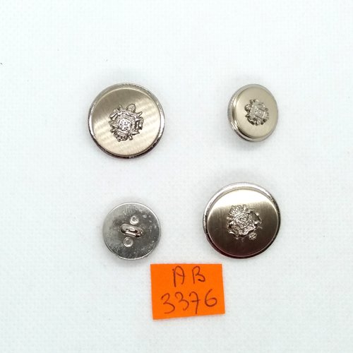 4 boutons en métal argenté - 20mm et 15mm - ab3376