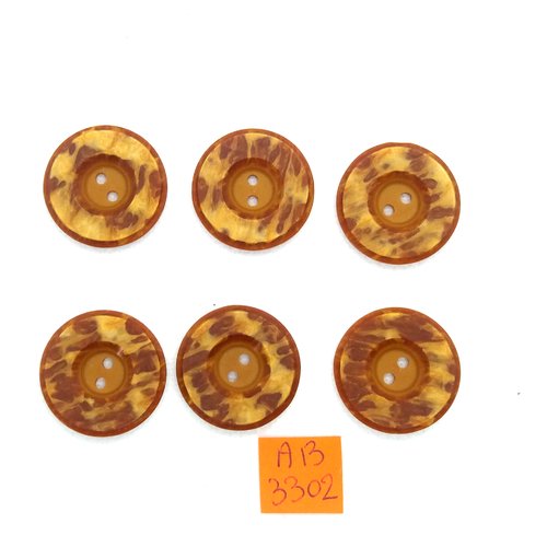 6 boutons en résine marron - 25mm - ab3302