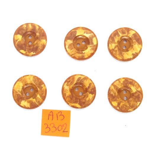 6 boutons en résine marron - 20mm - ab3302