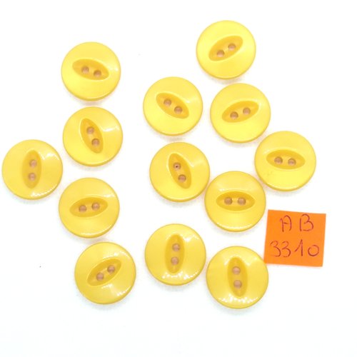 13 boutons en résine jaune/orangé - 17mm - ab3310