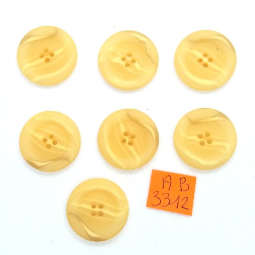 7 boutons en résine orange clair - 23mm - ab3312