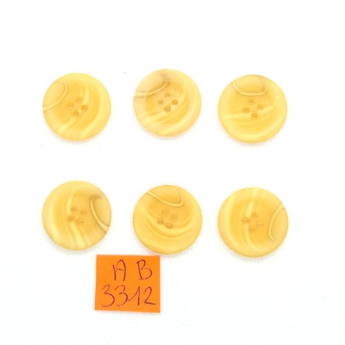 6 boutons en résine orange clair - 18mm - ab3312