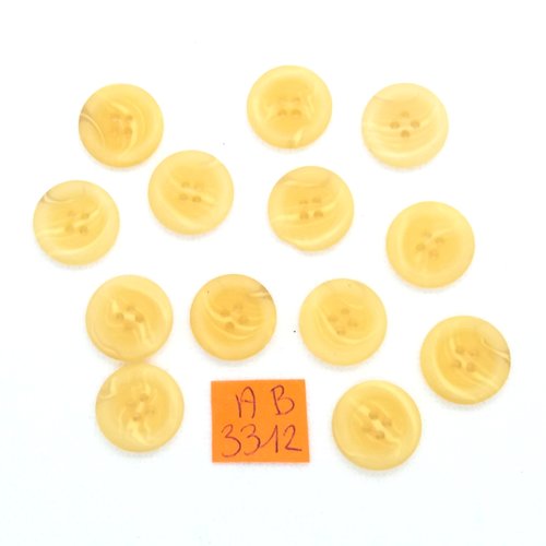 13 boutons en résine orange clair - 15mm - ab3312