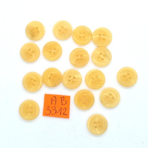 17 boutons en résine orange clair - 13mm - ab3312