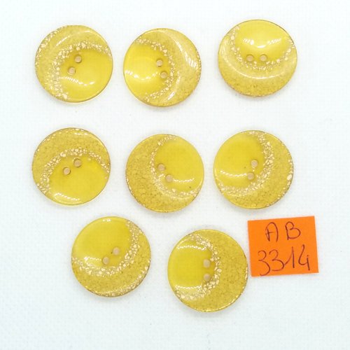 8 boutons en résine jaune/orangé - 22mm - ab3314