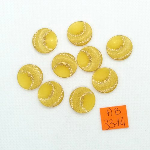 9 boutons en résine jaune/orangé - 18mm - ab3314