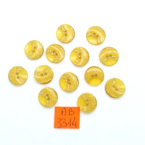 13 boutons en résine jaune/orangé - 14mm - ab3314