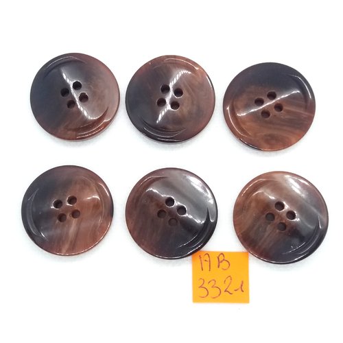 6 boutons en résine marron - 28mm - ab3321