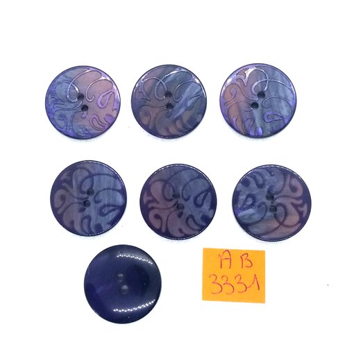 7 boutons en résine violet  - 23mm - ab3331