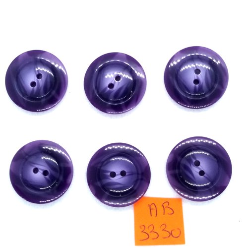6 boutons en résine violet  - 23mm - ab3330