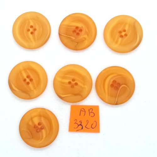 7 boutons en résine orange - 23mm - ab3320