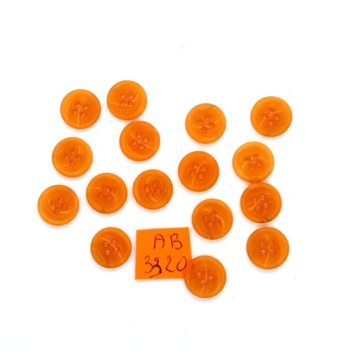 16 boutons en résine orange - 13mm - ab3320