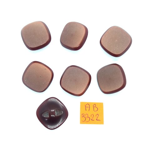 7 boutons en résine marron - 20x20mm - ab3322