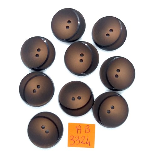 9 boutons en résine marron - 23mm - ab3324