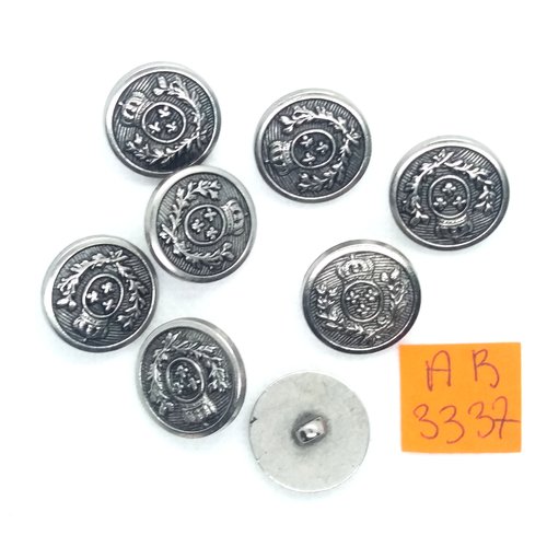 8 boutons en métal argenté - 18mm - ab3337