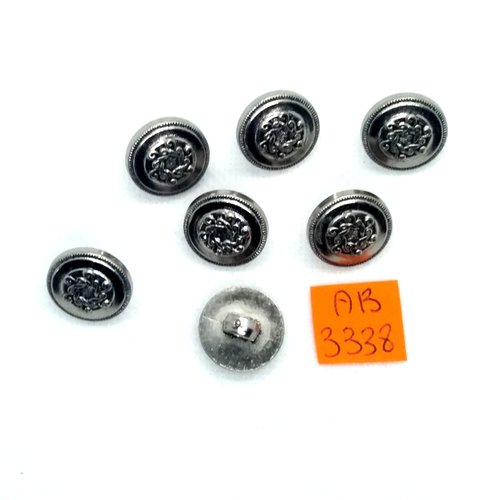 7 boutons en résine argenté - 15mm - ab3338