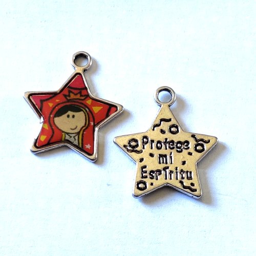 1 breloque étoile religieuse - métal & émail - 27x22mm - b74