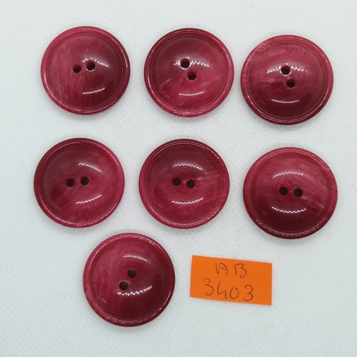 7 boutons en résine bordeaux/rouge - 28mm - ab3403