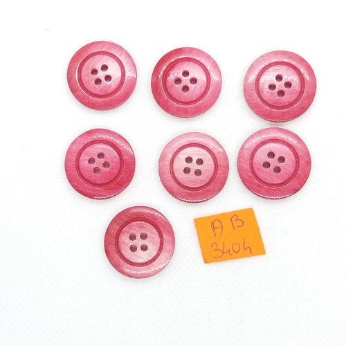 7 boutons en résine rouge/rose - 23mm - ab3404