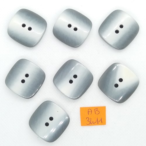 7 boutons en résine gris - 26x26mm - ab3411