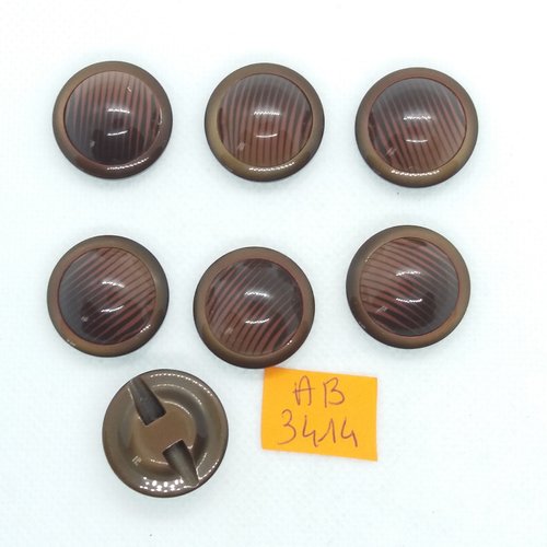 7 boutons en résine marron - 23mm - ab3414