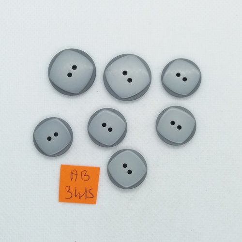 7 boutons en résine gris - 22mm et 18mm - ab3415