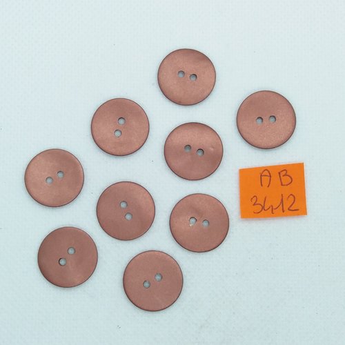 9 boutons en nacre marron - 18mm - ab3412