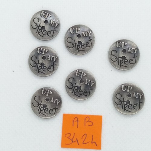 7 boutons en résine gris - 15mm - ab3424