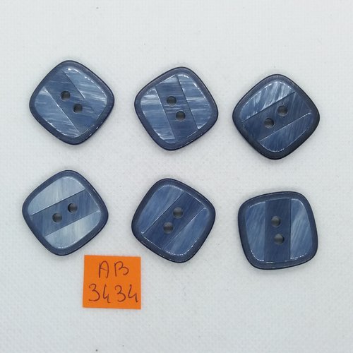 6 boutons en résinei bleu - 23x23mm - ab3434