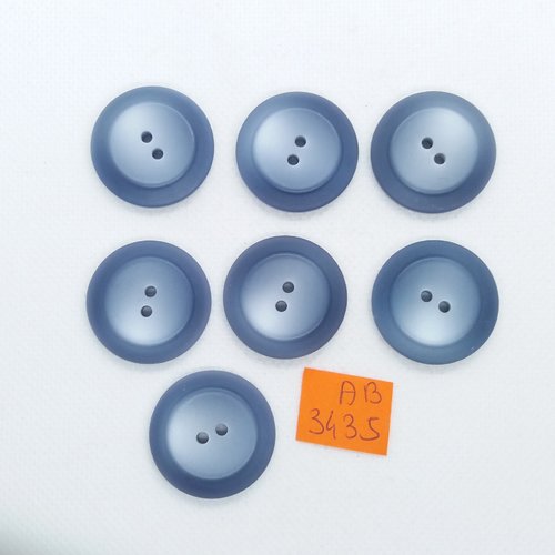 7 boutons en résinei bleu - 27mm - ab3435