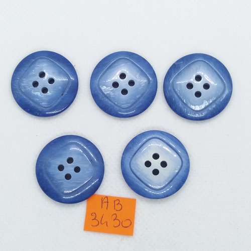 5 boutons en résinei bleu - 26mm - ab3430